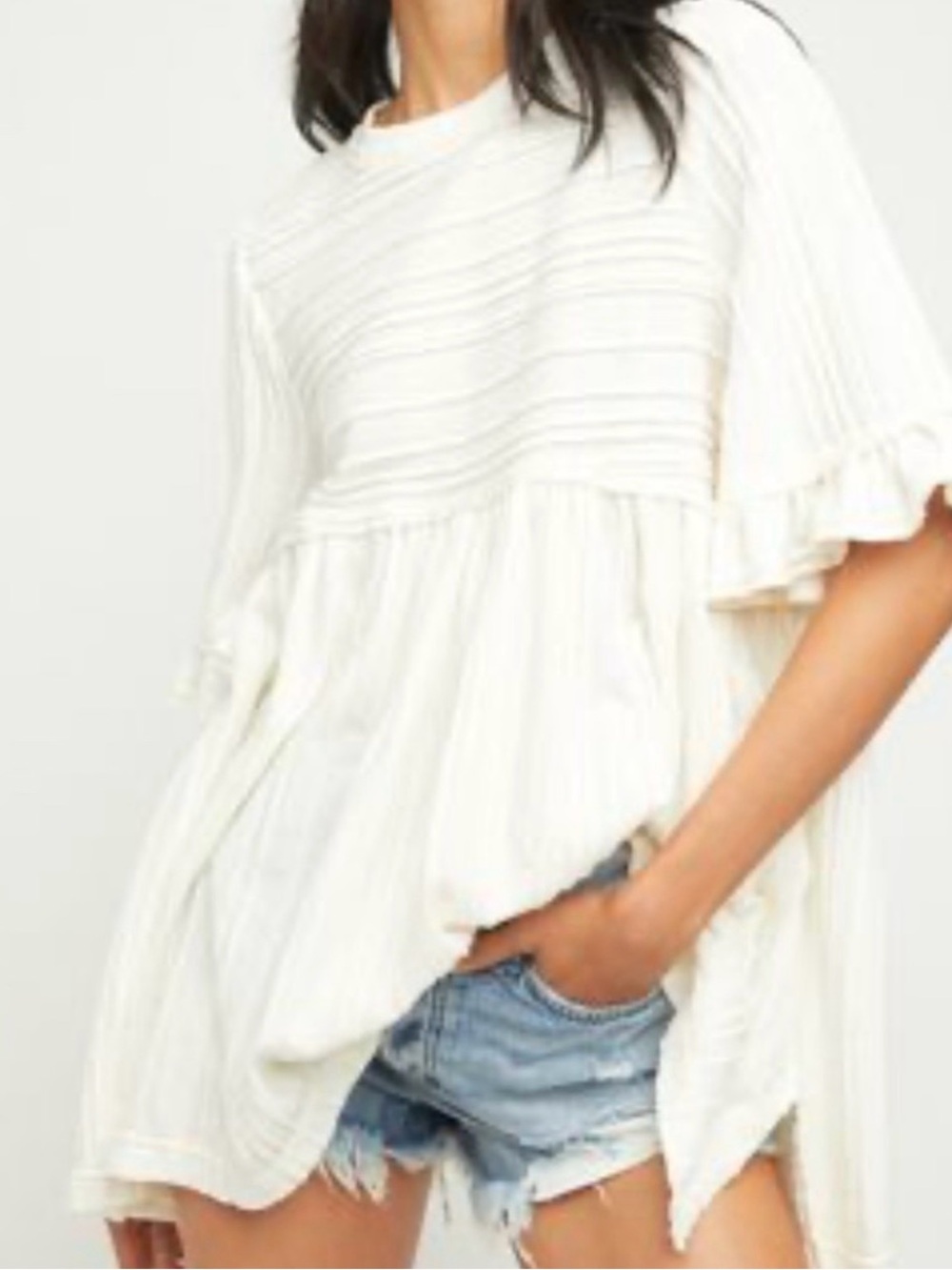 Free People Cream Ruffle-Sleeve Mini Dress - Picture 3 of 3